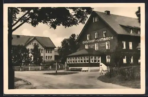 AK Limbach / Thür. Wald, Strassenpartie am Gasthof Limbach