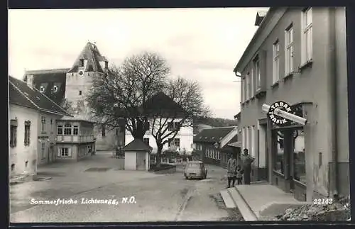 AK Lichtenegg /N.-Oe., Strassenpartie mit Tabak-Trafik