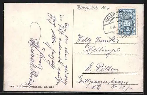 AK Simonyhütte, Aussenansicht mit Blick zum Dachsteingebiet