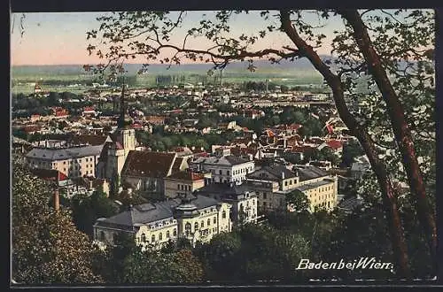 AK Baden bei Wien, Ortsansicht aus der Vogelschau