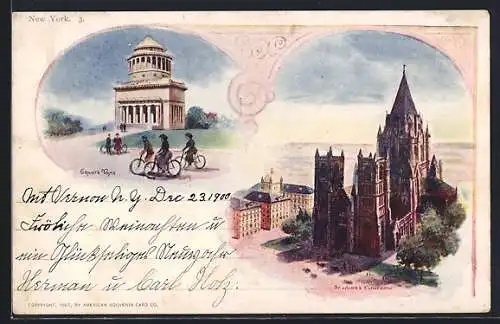 AK New York, NY, St. John`s Cathedral, Grants Tomb