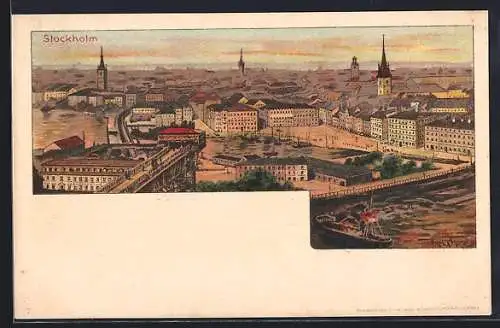 Künstler-AK Stockholm, Panorama