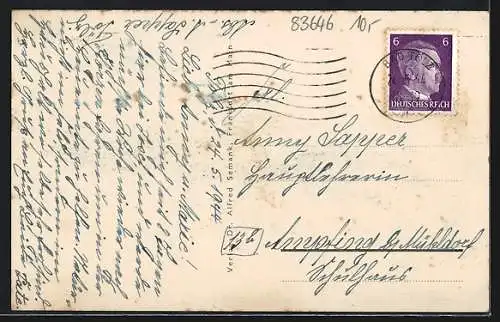 Künstler-AK Bad Tölz, Strassenpartie mit Rathaus