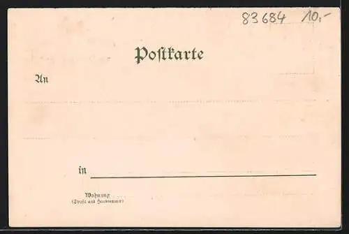 Lithographie Tegernsee, Panoramaansicht, Rottach-Fälle, Schloss Tegernsee