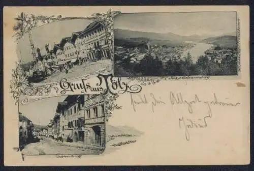 AK Tölz, Oberer und Unterer Markt, Ortsansicht vom Calvarienberg