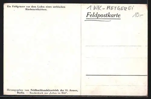 AK Soldaten vor dem Laden eines serbischen Rinderschlächters