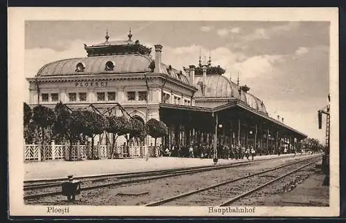 AK Ploesti, Partie vom Hauptbahnhof