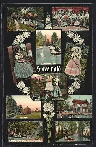 AK Wotschowska, Gasthaus, Spreewald, Frauen in Trachten