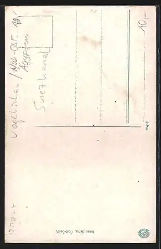 AK Ismailia, Karte Sueskanal mit Denkmal