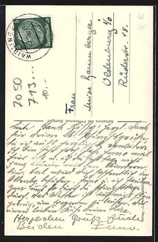 AK Waiblingen, Marktplatz mit Brunnen