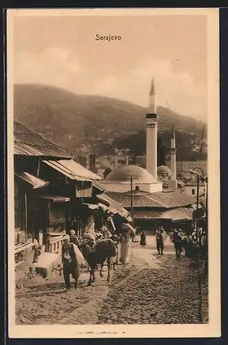 AK Sarajevo, Ortsansicht mit Moschee