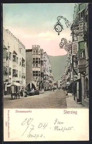 AK Sterzing, Strassenpartie mit Zunftschildern