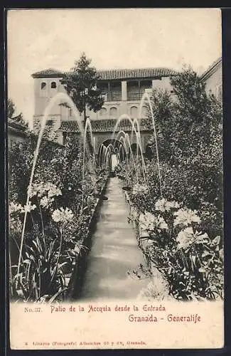 AK Granada - Generalife, Patio de la Accquia desde la Entrada