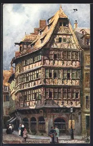 Künstler-AK Charles F. Flower: Strassburg, Partie am Kammerzell-Haus
