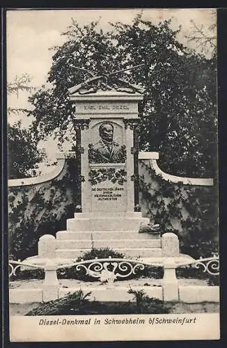 AK Schwebheim / Unterf., Karl Emil Diesel-Denkmal mit Gewehren