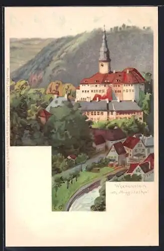 Künstler-AK Meissner & Buch (M&B) Nr. 4: Weesenstein im Müglitzthal, Ortsansicht