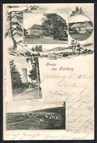 AK Gehlberg, Teilansichten der Ortschaft