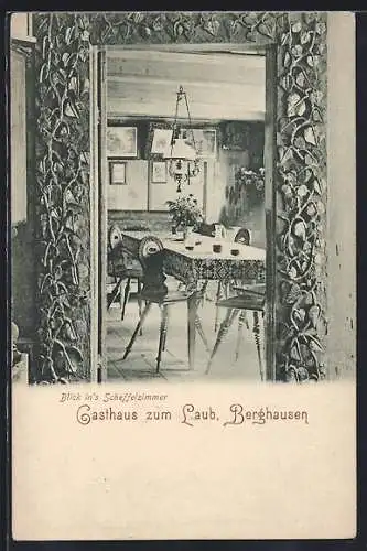 AK Berghausen, Gasthaus zum Laub, Blick in das Scheffelzimmer