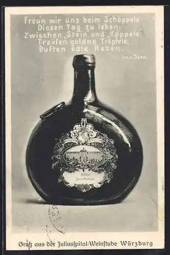 AK Würzburg, Juliusspital-Weinstube, Freu`n wir uns beim Schöppele...