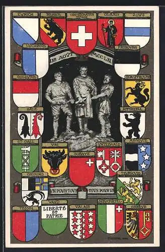 AK Schweiz, Wappen der Kantone, Rütli-Schwur