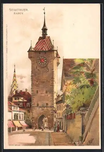 AK Baden, Blick auf den Stadtturm