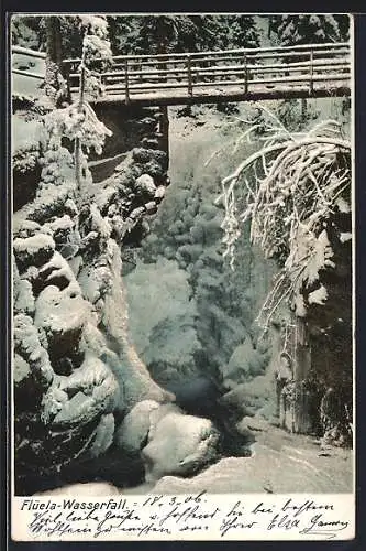 AK Flüela-Wasserfall im Winter