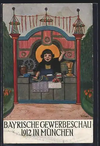 AK München, Bayerische Gewerbe-Ausstellung 1912, Münchener Kindl