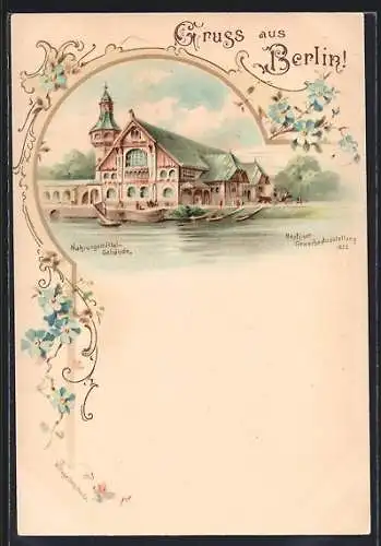 Lithographie Berlin, Gewerbe-Ausstellung 1896, Nahrungsmittel-Gebäude