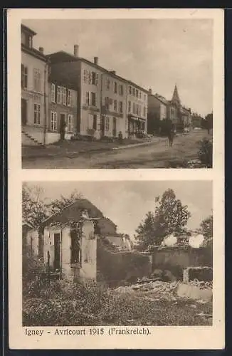 AK Igney, Avricourt 1915