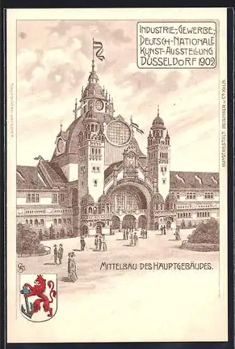 Lithographie Düsseldorf, Industrie-, Gewerbe- und Deutsch-Nationale Kunst-Ausstellung 1902, Hauptgebäude