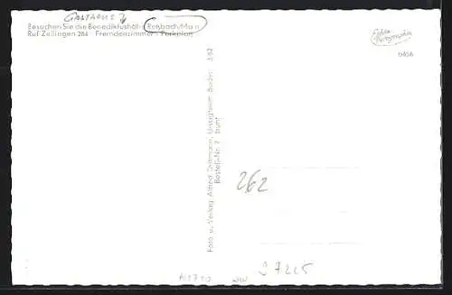 AK Retzbach / Main, Gasthaus Benediktushöhe, Innenansicht, Terrasse