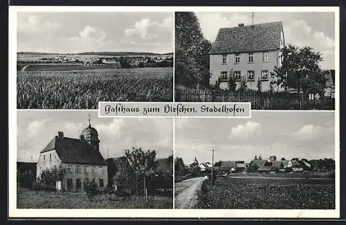 AK Stadelhofen / Karlstadt, Gasthaus zum Hirschen, Kirche