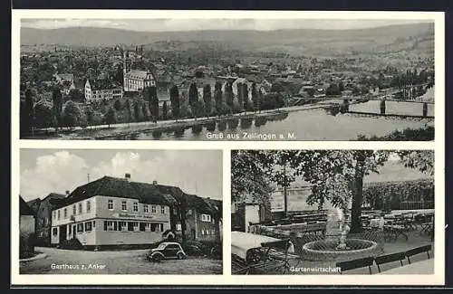 AK Zellingen a. M., Gasthaus zum Anker, Panoramablick auf den Ort