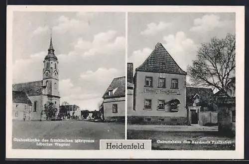 AK Heidenfeld, Grabeskirche, Geburtshaus des Kardinals Faulhaber