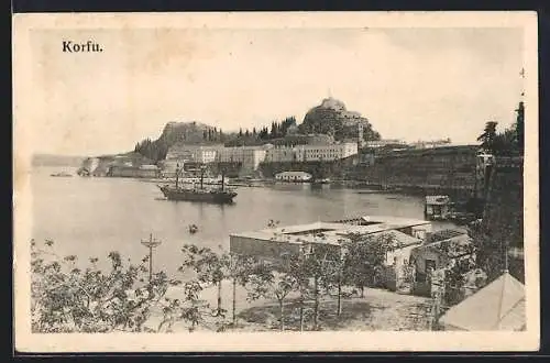 AK Korfu, Teilansicht, Schiff