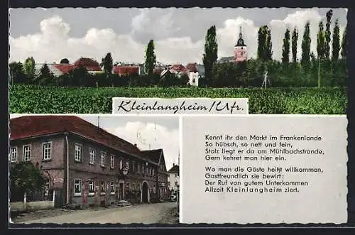 AK Kleinlangheim / Ufr., Gasthaus zum Bären, Panorama mit Kirche