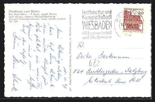AK Kleinlangheim / Ufr., Gasthaus zum Bären, Panorama mit Kirche
