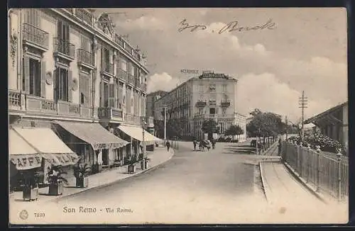 AK San Remo, Via Roma, Metropole Hotel Cosmopolitan