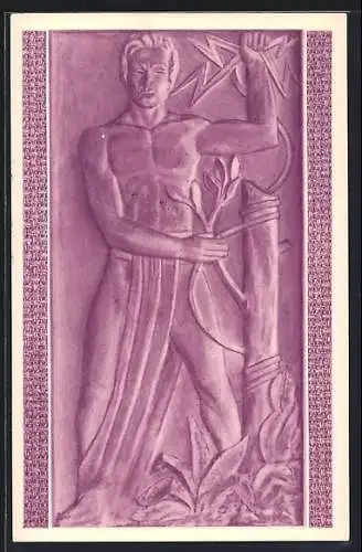 AK Buenos Aires, Relieffigur Las Telecomunicaciones, Exposicion Correos y Telecomunicaciones...