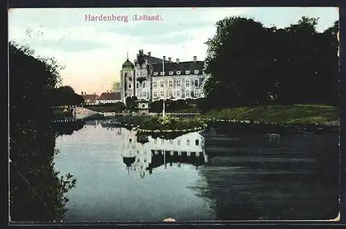 AK Hardenberg /Lolland, Schloss mit Uferpartie