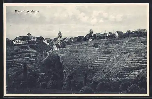 AK Klein-Ingersheim, Ortsansicht mit Terrassen