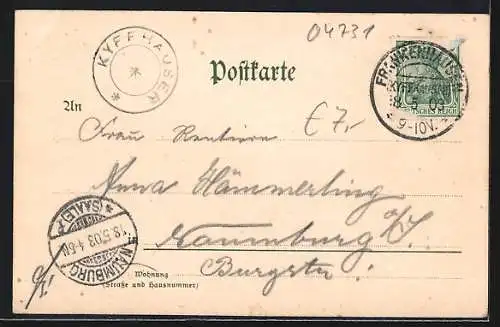 Lithographie Kyffhäuser / Kaiser Wilhelm Denkmal, Restaurant und Denkmal um 1900