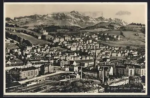 AK St. Gallen, Gesamtansicht mit Säntis