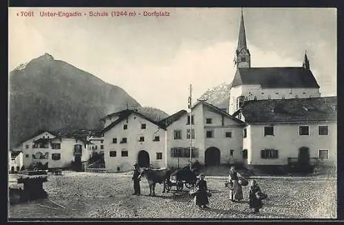 AK Schuls, Ansicht vom Dorfplatz