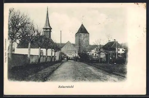 AK Kaiserstuhl, Strassenpartie, Blick zur Kirche