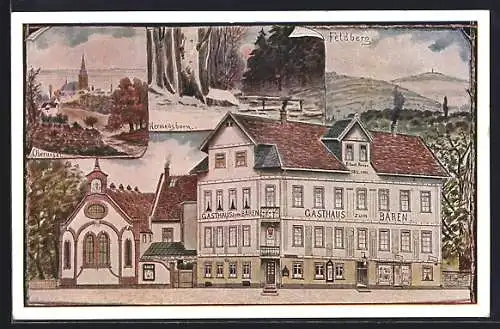 AK Oberursel, Gasthaus zum Bären, Bes. Carl Röder, Oberursel, Hermansborn, Feldberg