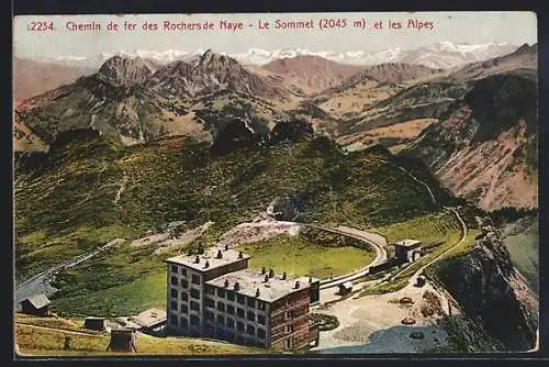 AK Rochers de Naye, Chemin de fer des, Le Sommet et les Alpes
