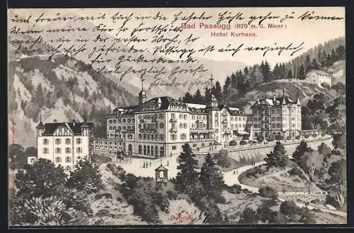 Künstler-AK Bad Passugg, Blick zum Hotel Kurhaus