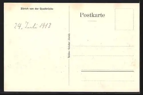 AK Zürich, Ortsansicht von der Quaibrücke