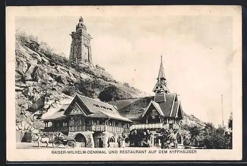 AK Kyffhäuser / Kaiser Wilhelm Denkmal, Kaiser-Wilhelm-Denkmal und Restaurant